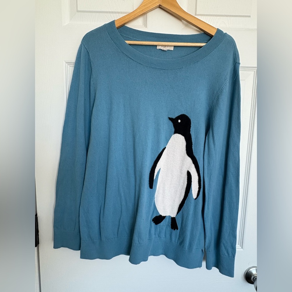 LOFT Blue Penguin Sweater